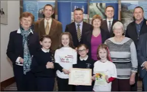  ??  ?? Ella Carroll, Abbie Kersaw, Ali Carroll, Hannah Kersaw and Margaret Sinnott from Junior Tidy Towns group with the Keep Wexford Beautiful award.