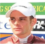  ?? JC PHOTOGRAPH­ICS ?? IN FORM. Jockey Gavin Lerena rode a hat-trick of winners on Saturday. /