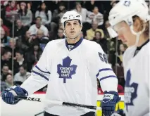  ?? A N D R É R I NG U E T T E / N H L I V I A G E T T Y I MAG E S F I L E S ?? André Deveaux, seen here in 2009, played a total of 22 games for the Maple Leafs, and later nine games with the New York Rangers.