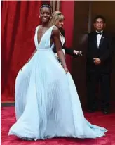  ?? AP file photos ?? 2014: Lupita Nyong’o’s light blue Prada gown cemented her place as a fashion It girl.