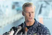  ?? [AP FILE PHOTO] ?? U.S. Navy Vice Adm. Joseph Aucoin, Commander of the U.S. 7th Fleet, was relieved of duty after a series of ship accidents in the Pacific.