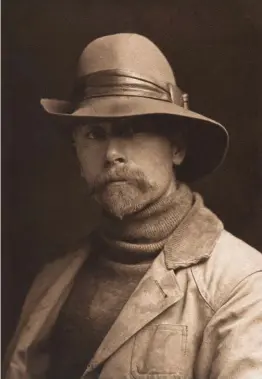  ?? ?? Edward S. Curtis (1868-1952), Edward S. Curtis Self Portrait – Field Attire, 1899. Photogravu­re on Holland Van Gelder etching stock, 10 x 67/8 in. Estimate: $4/6,000