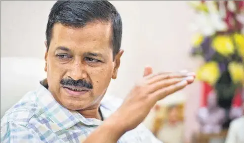  ?? SAUMYA KHANDELWAL/HT PHOTO ?? Delhi chief minister Arvind Kejriwal during an interview with HT in New Delhi on Thursday.