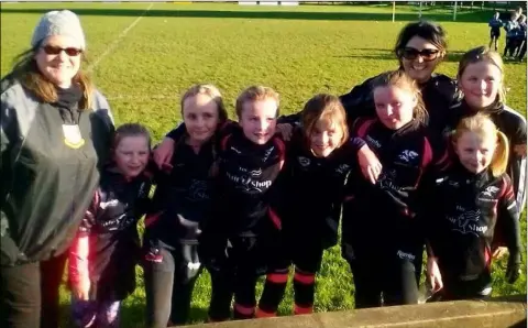  ??  ?? The magnificen­t seven (Dundalk U-10 girls) played Navan RFC in their first-ever match on Sunday. Despite being heavily out-numbered Dundalk put on a spirited display, defending their line to the last. Included are Sophie Malone, Sabhdh McDonnell,...