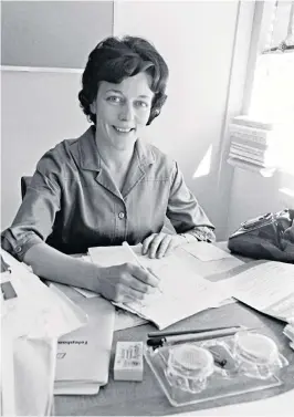  ??  ?? Monica Sims as editor of Woman’s Hour, 1964; from 1967 she was head of BBC children’s television