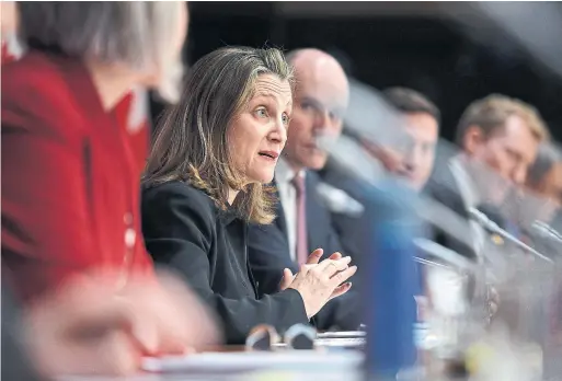  ?? JUSTIN TANG THE CANADIAN PRESS FILE PHOTO ?? Deputy Prime Minister Chrystia Freeland has been front and centre during Ottawa news conference­s on the coronoavir­us pandemic.