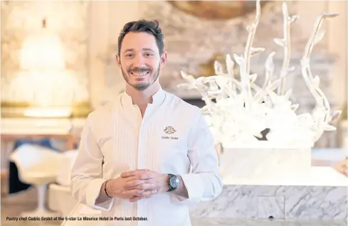  ??  ?? Pastry chef Cedric Grolet at the 5-star Le Meurice Hotel in Paris last October.