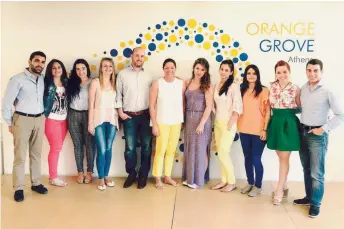  ??  ?? The Open Mind Group on a visit to the Orange Grove initiative for start-ups run by the Dutch Embassy in Athens.