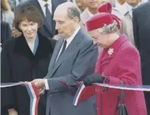  ??  ?? 0 François Mitterrand and the Queen at the inaugurati­on of the Channel Tunnel in Coqulles, France, today in 1994