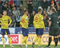  ?? ?? OFF DAY Albion’s Jake Livermore (no 8) is shown the red card