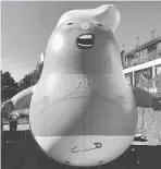  ?? TRUMPBABYU­K / TWITTER ?? A blimp depicting Trump as an infant is set to be launched during his visit to London.