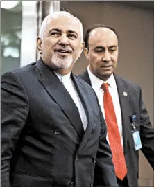  ?? CRAIG RUTTLE/AP ?? Iranian Foreign Minister Mohammad Javad Zarif arrives for the United Nations General Assembly on Monday.