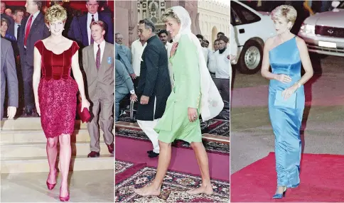  ??  ?? Princess Diana revolution­ised the royal dress code with the help of some of the world’s greatest designers during a glamorous life that came to a tragic end on Aug 31, 1997, 20 years ago this month. — AFP photos