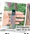  ??  ?? Die E-Zigarette „Juul“wird per USB aufgeladen, ist für Teenies ein hippes Accessoire.