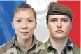  ?? AFP ?? Sergeant Yvonne Huynh, left, and Corporal Loic Risser.