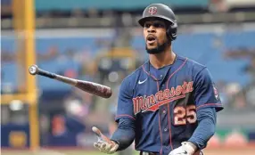  ?? JONATHAN DYER/USA TODAY SPORTS ?? Twins center fielder Byron Buxton is fulfilling a five-tool destiny the club envisioned when it drafted him second overall in 2012. The Twins are atop the AL Central once again.