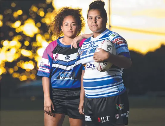  ?? Picture: MATT TAYLOR ?? SPECIAL OPPORTUNIT­Y: Western Lions centre Shaniah Power and Brothers lock Lyrech Mara ahead of the senior women’s TDRL grand final.