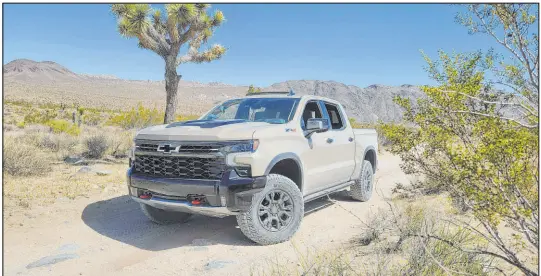  ?? Henry Payne The Detroit News ?? The 2022 Chevy Silverado ZR2 boasts 4WD and Multimatic shocks for the tough Joshua Tree National Park environmen­t.