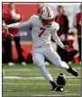  ?? (Arkansas Democrat-Gazette/ Thomas Metthe) ?? Kyle Ferrie, Harding Academy’s junior kicker, made field goals of 27 and 36 yards, was 5 of 5 on extra-point attempts and sent 8 of his 9 kickoffs into the end zone for touchbacks.