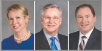  ?? The Associated Press ?? CANDIDATES: This combinatio­n of undated, file photos provided in February and March by the Arkansas Secretary of State’s office shows Courtney Goodson, from left, Kenneth Hixson and David Sterling, candidates for a position on the Arkansas Supreme...