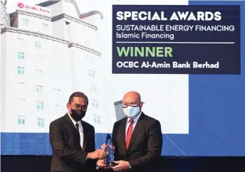  ?? ?? OCBC Al-Amin has won the Sustainabl­e Energy Financing (Islamic Financing) award at the NEA 2021.