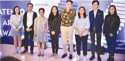  ??  ?? AAA 2018 PKL Shortliste­d Writers (from L-R Sabrina Jeongco, Juan Paolo Colet, Dr. Wally Ledesma of Kalaw-Ledesma Foundation Inc, Jayvee Del Rosario, Mary Jessel Duque, Jose Carlos Joaquin Singson, Maria Lourdes Garcellano.