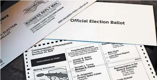  ?? GENE J. PUSKAR/AP ?? The high court’s election-related cases include a ruling on whether to keep a Pennsylvan­ia Supreme Court decision that extends the deadline for receiving mail-in ballots.