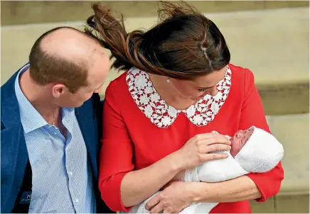  ?? PHOTO: AP ?? Prince William and Kate, Duchess of Cambridge leave the Lindo Wing at St Mary’s Hospital in London with their new baby son. He is the couple’s third child, a brother to Prince George and Princess Charlotte, and fifth in line to the British throne.