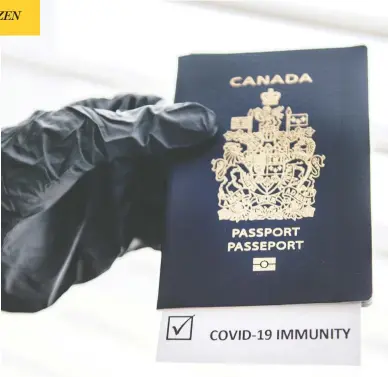 ?? PETER J THOMPSON / POSTMEDIA NEWS ?? The debate over whether government­s should issue COVID-19 vaccinatio­n passports for domestic services is a hot-button decision that the federal government is deferring to provinces — and most provinces are shying away from.