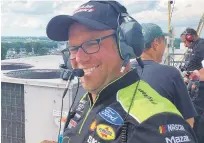  ?? COURTESY OF JEFFERSON HODGES ?? Jefferson Hodges, who grew up in New Kent, smiles after spotting for a 2018 Xfinity Series race victory by Brad Keselowski.