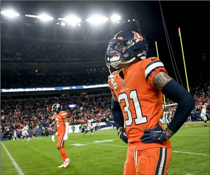  ?? AARON ONTIVEROZ — THE DENVER POST ?? Broncos safety Justin Simmons came to Denver in 2016, right after the franchise won Super Bowl 50, and hasn’t been on a playoff team once in his career despite making the Pro Bowl once and being selected as an AP second-team All-pro three times.