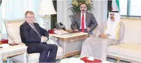  ??  ?? His Highness the Crown Prince Sheikh Nawaf Al-Ahmad Al-Jaber Al-Sabah meets with Ambassador of Austria Ulrich Frank.