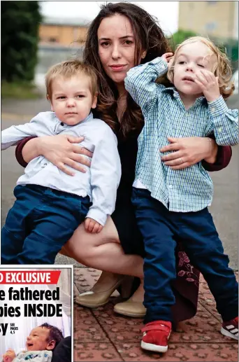  ??  ?? FAMILY MAN: Left: Our exclusive report on April 12. Above: The children’s mother, Stella Morris, with sons Gabriel, right, and Max, left, after a visit to Belmarsh prison, where Assange has been held