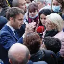  ?? Ludovic Marin/AFP/Getty Images ?? Emmanuel Macron on the campaign trail in the former coal-mining town of Denain, northern France, yesterday. Photograph: