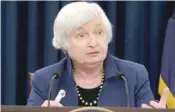  ?? — Reuters file photo ?? Federal Reserve Chair Janet Yellen speaks during a news conference after a two day Federal Open Market Committee (FOMC) meeting in Washington.