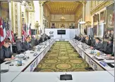  ?? AP ?? G7 foreign ministers are seated before the start of a meeting in London on Wednesday.