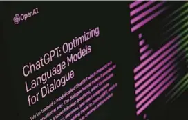  ?? LEON NEAL/GETTY ?? OpenAI’s online chatbot ChatGPT made its debut in December. One estimate said the emergent technology was used by about 100 million people in January.