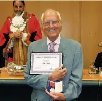  ??  ?? Alan Whalley was honoured with the Hyndburn council Ruby Award two years ago