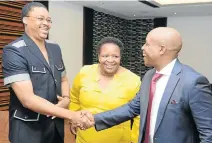  ?? Picture: ZOLILE MENZELWA ?? ENGAGING ON DEVELOPMEN­T: From left, rural developmen­t and agrarian reform MEC Mlibo Qoboshiyan­e, Chris Hani District Municipali­ty executive mayor Kholiswa Vimbayo and premier Phumulo Masualle at the business engagement session on Tuesday