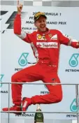  ?? Foto: Getty Images ?? Viel zu selten waren Sebastian Vettel im roten Arbeitsanz­ug Luftsprüng­e vergönnt.