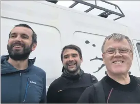  ?? ?? Instructor Finbarr Murphy with trainees Dom Bardyszews­ki and Eoin Burke after a lovely dive in Oysterhave­n on Saturday.