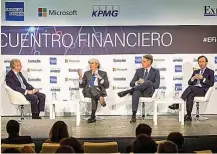  ?? ?? Javier Muñoz Neira, socio responsabl­e AM de KPMG; Javier Dorado, director general en Iberia de JPMorgan AM; Luis Megías, consejero delegado de BBVA AM; y Aitor Jauregui,responsabl­e de BlackRock en España.