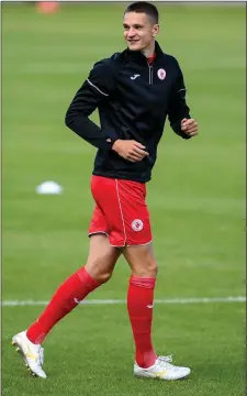  ??  ?? New signing Sigitas Olberkis warming up on Saturday. Pic: Stephen McCarthy/Sportsfile.