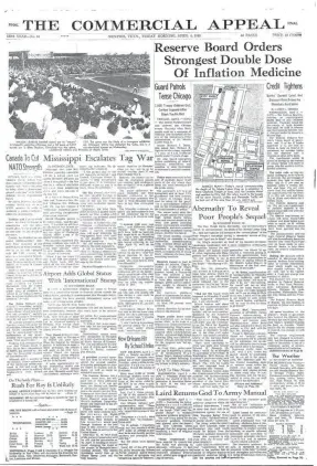  ?? THE COMMERCIAL APPEAL FILE ?? A historic front page from April 4, 1969.