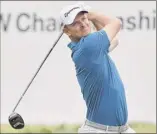  ?? Drew Hallowell / Getty Images ?? Justin Rose of England tees off on the ninth hole Saturday at the BMW Championsh­ip at Aronimink Golf Club. He birdied the hole for his sixth and final one of the round, a 64.