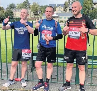  ??  ?? ●● Casked Runners, from left: Sean Towers, Nick Barlow and Ed Randviir (red top)