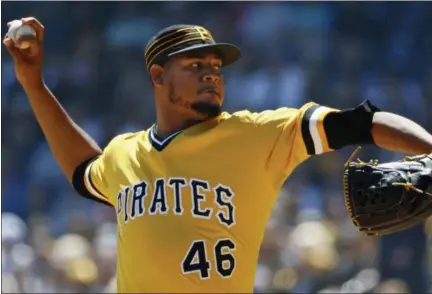  ?? GENE J. PUSKAR — THE ASSOCIATED PRESS ?? Pittsburgh Pirates starting pitcher Ivan Nova delivers during the first inning of a baseball game against the New York Yankees in Pittsburgh, Sunday.