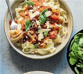  ?? TAM WEST ?? For an easy after-work meal, cook the sauce in advance and keep it on hand in the freezer. Reheat it on the day, cook the pasta fresh and dinner is served!