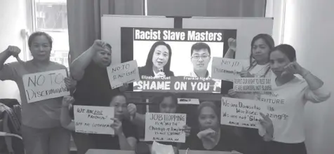 ?? FACEBOOK / ASIAN MIGRANTS COORDINATI­NG BODY - AMCB ?? Migrant domestic workers call out Hong Kong lawmakers’ for their discrimina­tory proposals against foreign domestic helpers