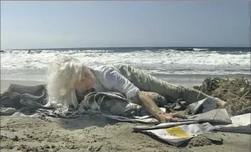  ?? MOCA via the Box ?? “ZUMA News, LA,” is a 12-minute and 36-second video projection of a 2013 seaside performanc­e in Malibu.